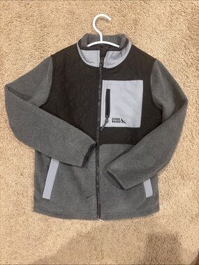 Eddie Bauer Gray and Black Quilted Fleece Jacket - Kids